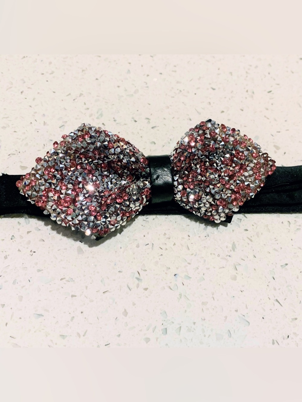 John Sparks Glitter Pink & Silver Bow tie